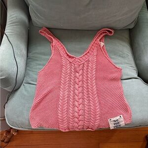 Free People Pink Ribbed Sleeveless Tank Top